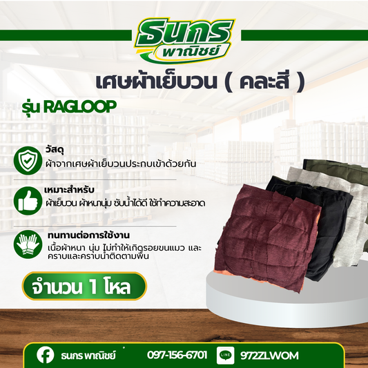 ผ้าวน ผ้าเย็บวน ผ้าทำความสะอาด รุ่นRagloop ขนาด 10*10 นิ้ว จำนวน 1 ผืน ผ้าอเนกประสงค์ ผ้าทำความสะอาด ผ้ายืดเย็บวน